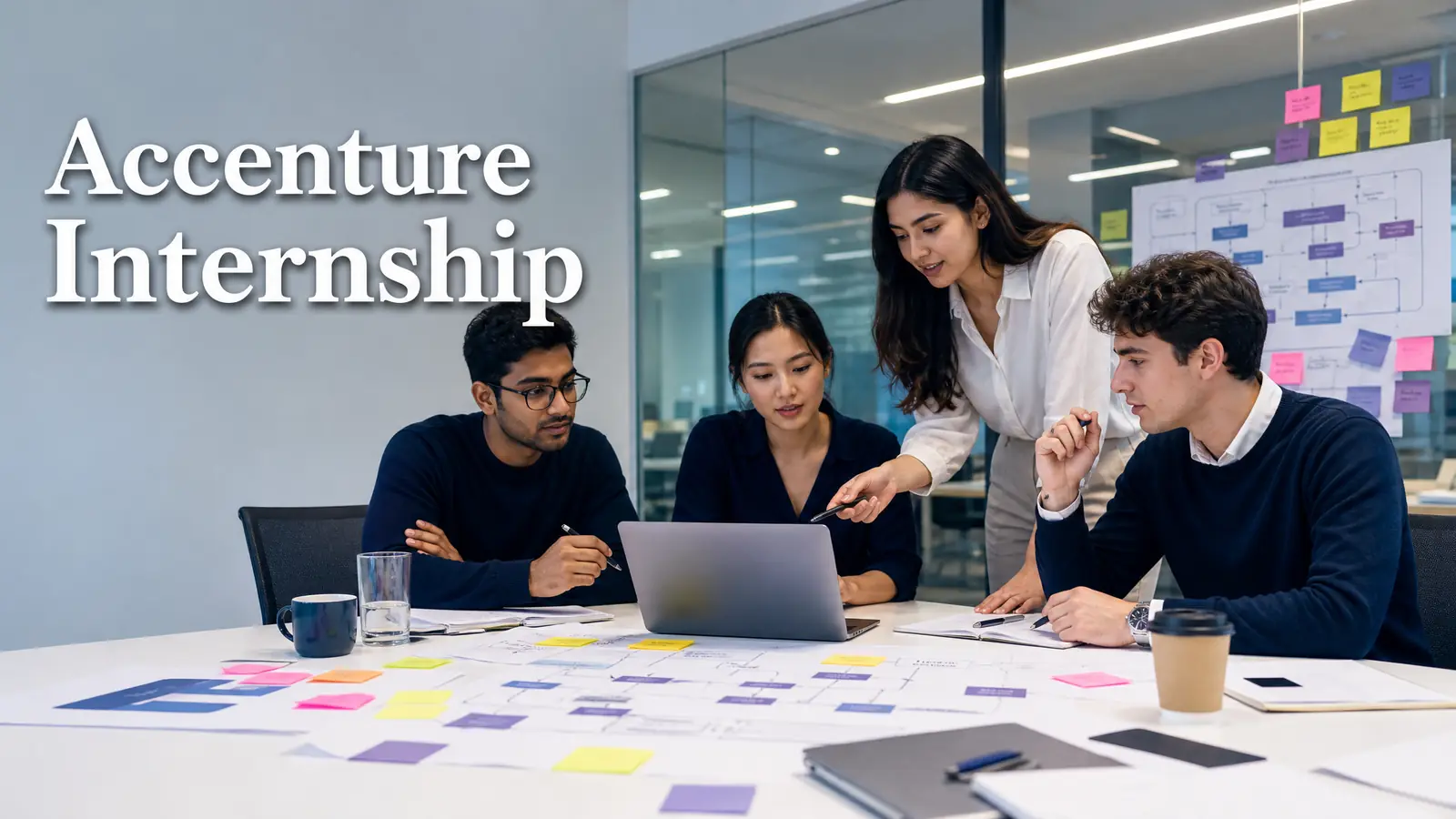 Student preparing an Accenture internship application with resume notes and case interview practice