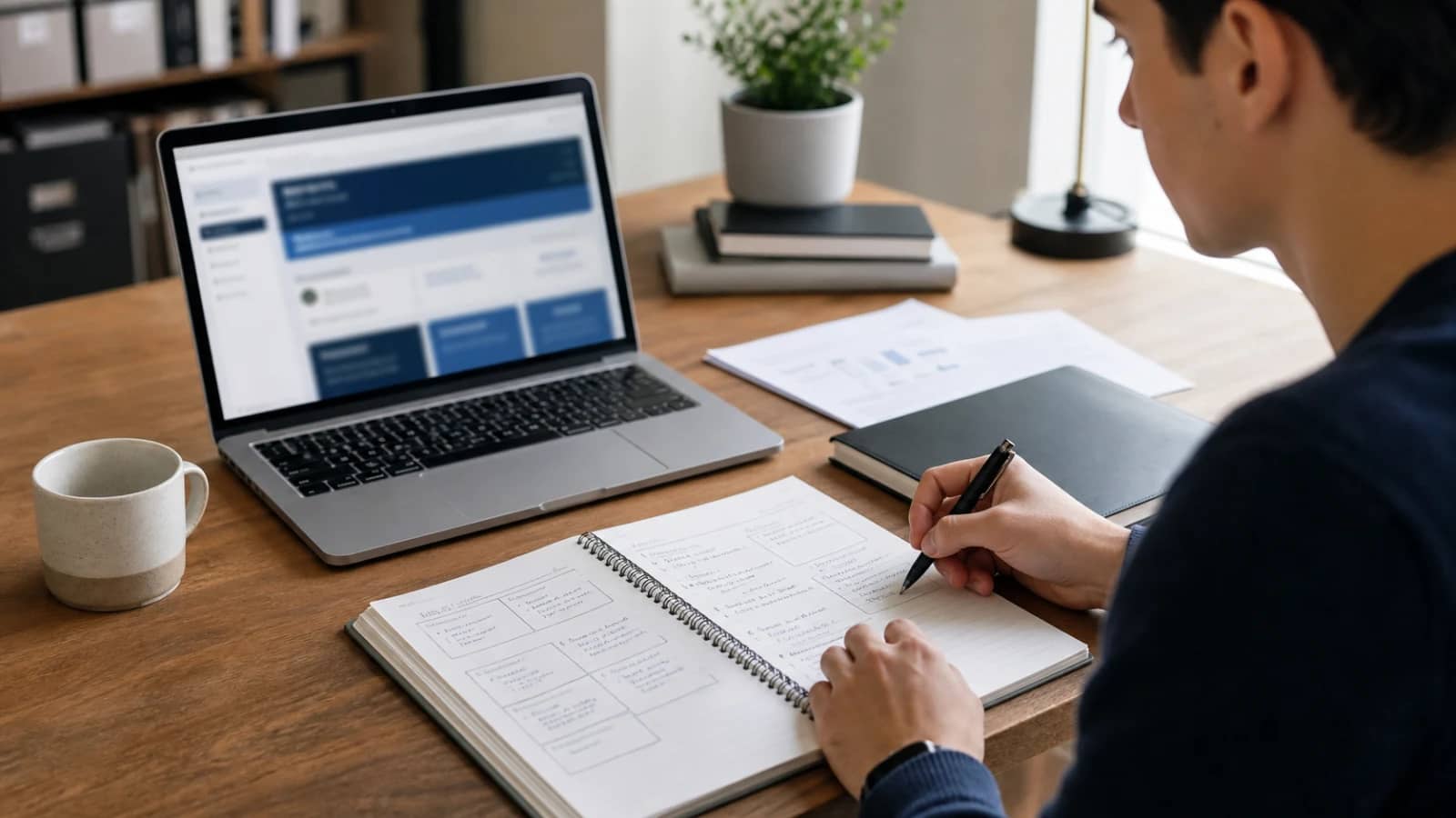 Candidate reviewing McKinsey Forward notes and consulting application prep materials